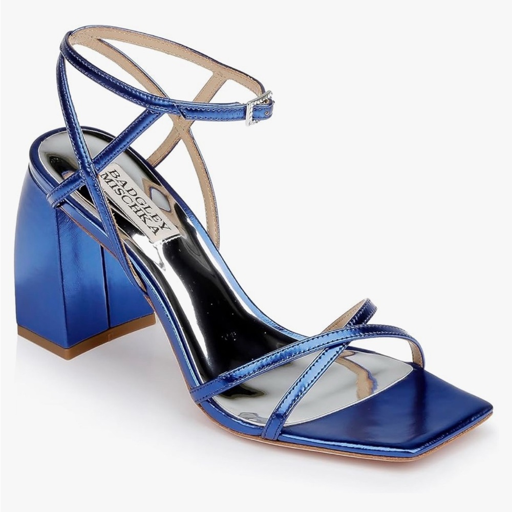 Badgley Mischka Ivanka Strappy Metallic Block Heel